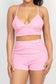 Terry Towel Bralette Top & Mini Shorts Set