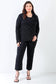 Plus Black Lurex Draped Collar Side Zip Up Lightweight Jacket