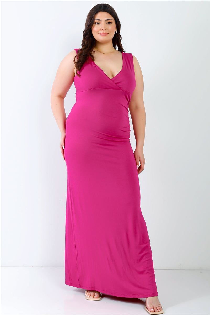 Plus V-neck Sleeveless Maxi Dress