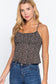 Ruched Open Back Print Cami Woven Top