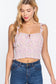 Ruffle Strap Smocking Print Woven Top