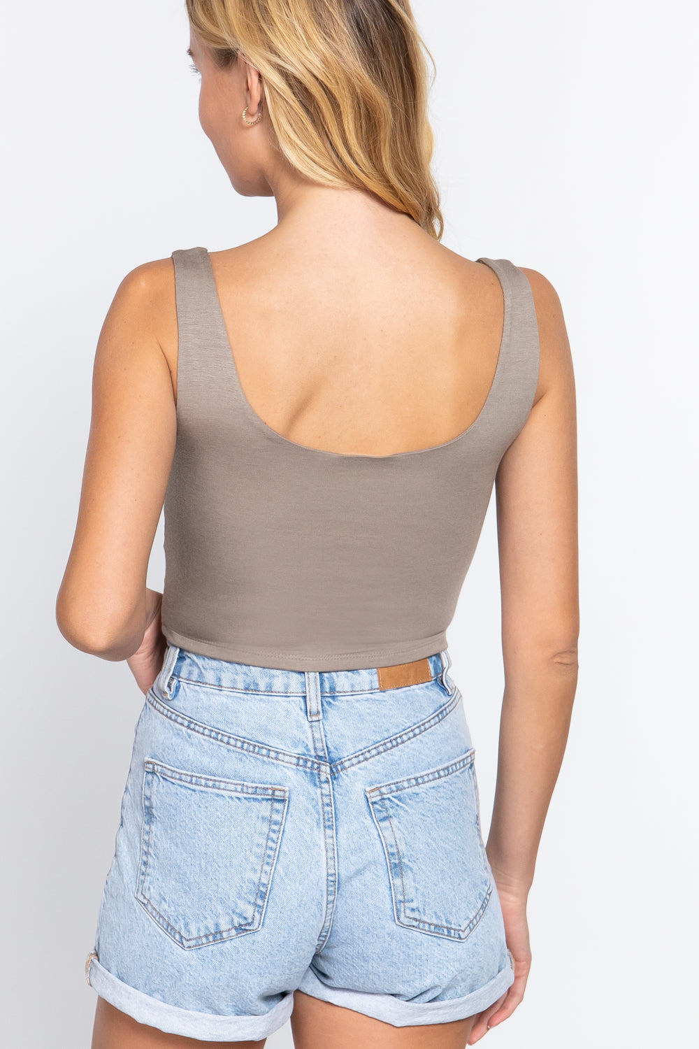 Scoop Neck 2 Ply Crop Tank Top