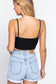 Zippered Cross Rib Knit Crop Cami