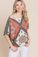 Floral Chevron Printed Off Shoulder Dolman Sleeves Top