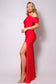 One Shoulder Draped Side Slit Maxi Dress