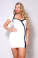Short Sleeve Square Neck Contrast Tux Mini Dress