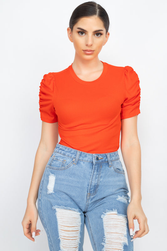 Short Ruching Sleeve Top