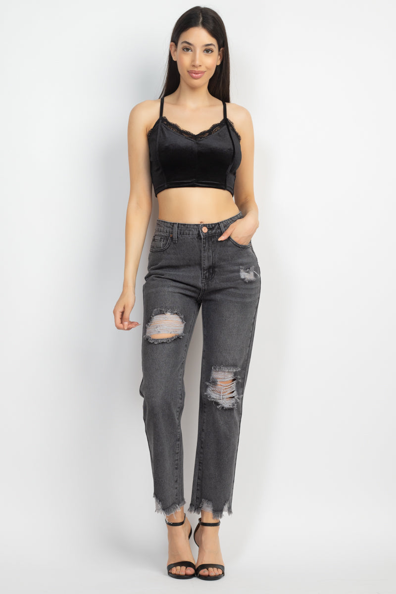 Sleeveless Corset Velvet Crop Top