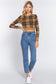 Long Slv Check Crop Sweater