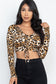 Leopard Print Strap Ruched Front Crop Top