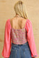 Tweed Bodice And Chiffon Square Top With Back Zipper