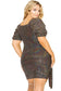Plus Disco Sequins Puff Sleeve Belted Mini Dress