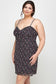 Plus Size Ditsy Floral Print On Mesh Fabric Cami Dress