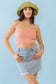 Dusty Peach Knit Strapless Crop Top